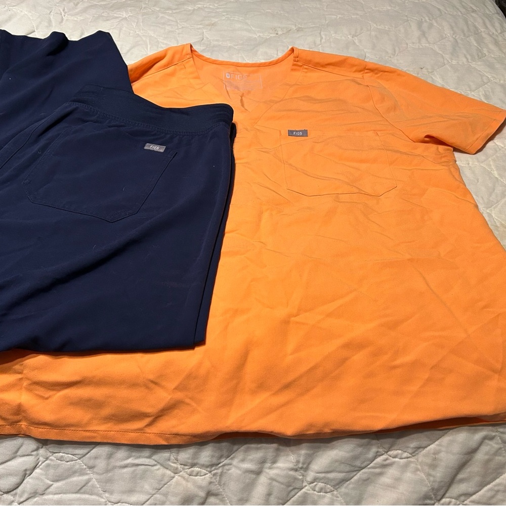 Figs Orange Technical Collection Scrub Top